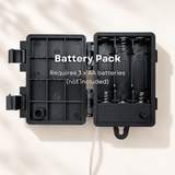 Open battery pack for a Christmas garland, requires 3 x AA batteries, not included