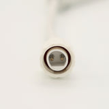 Close-up of the 2-pin socket connection on the White 3-Way Connector for Festoon String Lights