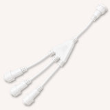 White 3-Way Connector for Festoon String Lights showing the splitter body and three connector ends