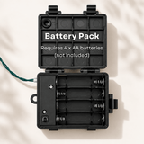 Open battery pack for a Christmas wreath, requires 4 x AA batteries, not included