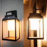 Wall-mounted outdoor solar glow lantern lights on a textured wall background