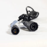 Stellar Lighting's 2m Extension cable connectable parts with the female and male connectors for classic string lights.