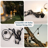 Collage of Stellar Lighting Festoon string lights showing compatibility with the Festoon 4m Heavy-Duty Extension