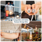 Collage of Stellar Lighting Festoon string lights showing compatibility with the Festoon 4m Heavy-Duty Extension