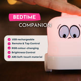 Feature graphic for Lightie Truck kids night light listing USB rechargeable, ABS soft touch material, remote and tap control, brightness control, RGB colour changing, and wipe clean surface with bedtime companion callout