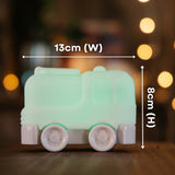 Lightie Truck night light shown with dimension callouts showing 13cm length, 8cm width, and 11cm height