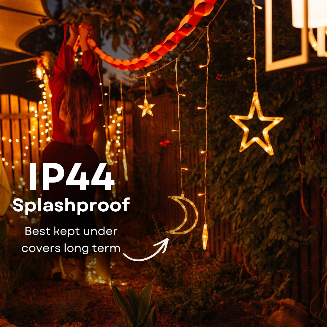 IP44 rating badge for Moon and Star Curtain Fairy Lights