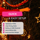Easy setup guide and specs for Moon and Star Curtain Fairy Lights