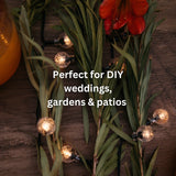 Solar Bubble Ball Fairy Lights with text overlay "perfect for DIY weddings, gardens & patios"