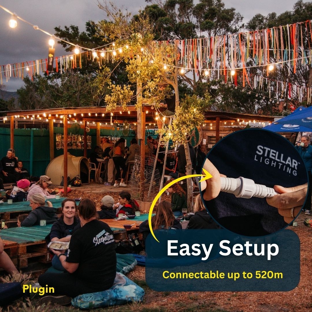 Stellar Lighting Wedding 20 LED Festoon Retro Bulb White String Lights - 20m