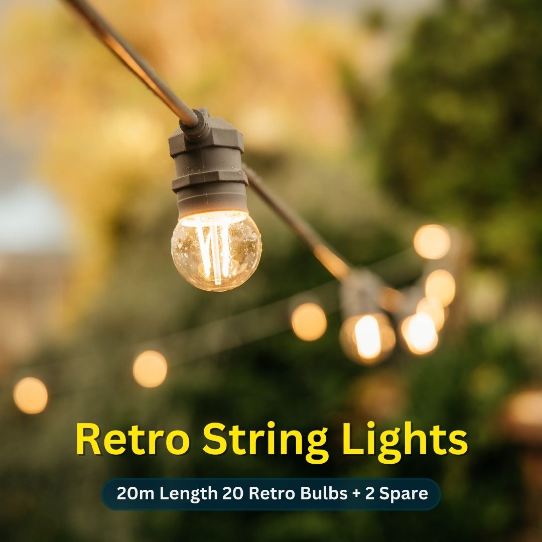 Stellar Lighting Wedding 20 LED Festoon Retro Bulb White String Lights - 20m