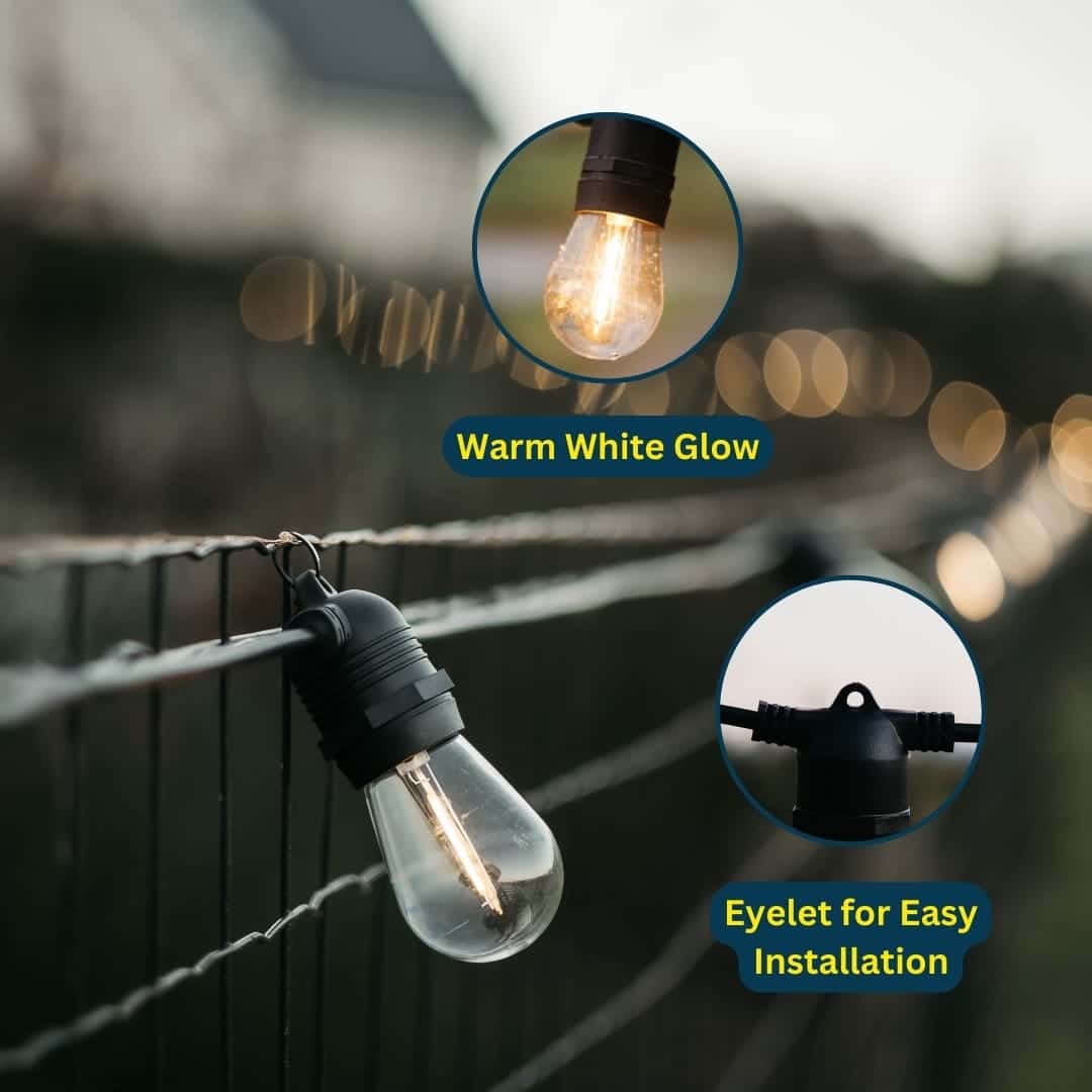 Stellar Lighting 10m Solar LED Festoon – Heavy Duty Vintage Bulb Outdoor String Lights