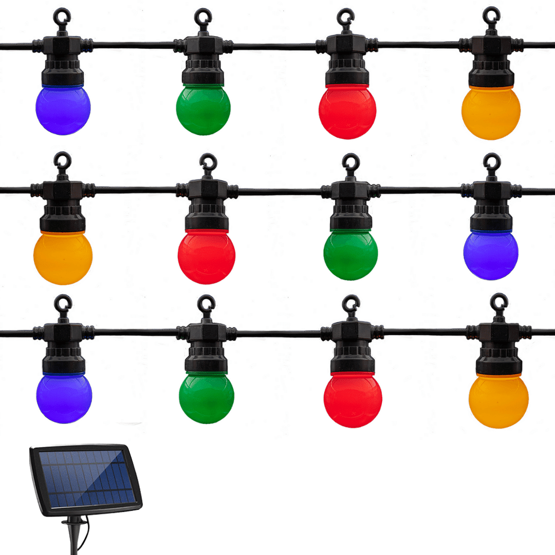 Stellar Lighting Solar 10 Multi-Colour LED Festoon Bulb String Lights - 10m