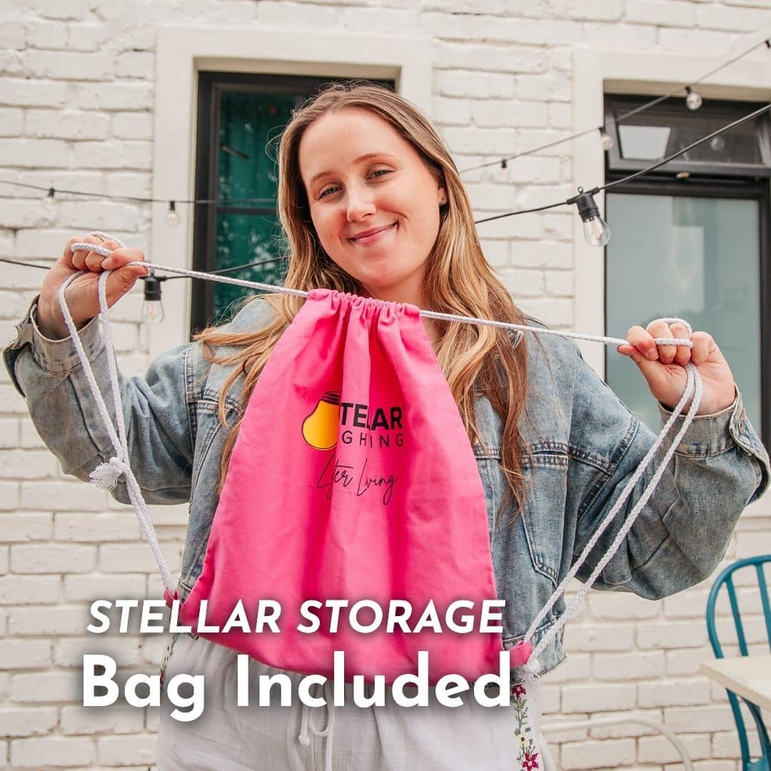 Pink Stellar Storage Bag for Solar String Lights – Durable & Portable
