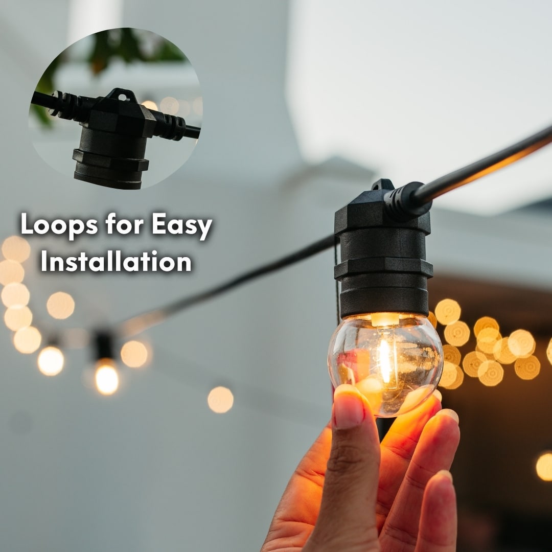 Outdoor festoon lights South Africa 10m LED string lights with IP65 weatherproof rating and warm white retro bulbs for patios and gardens