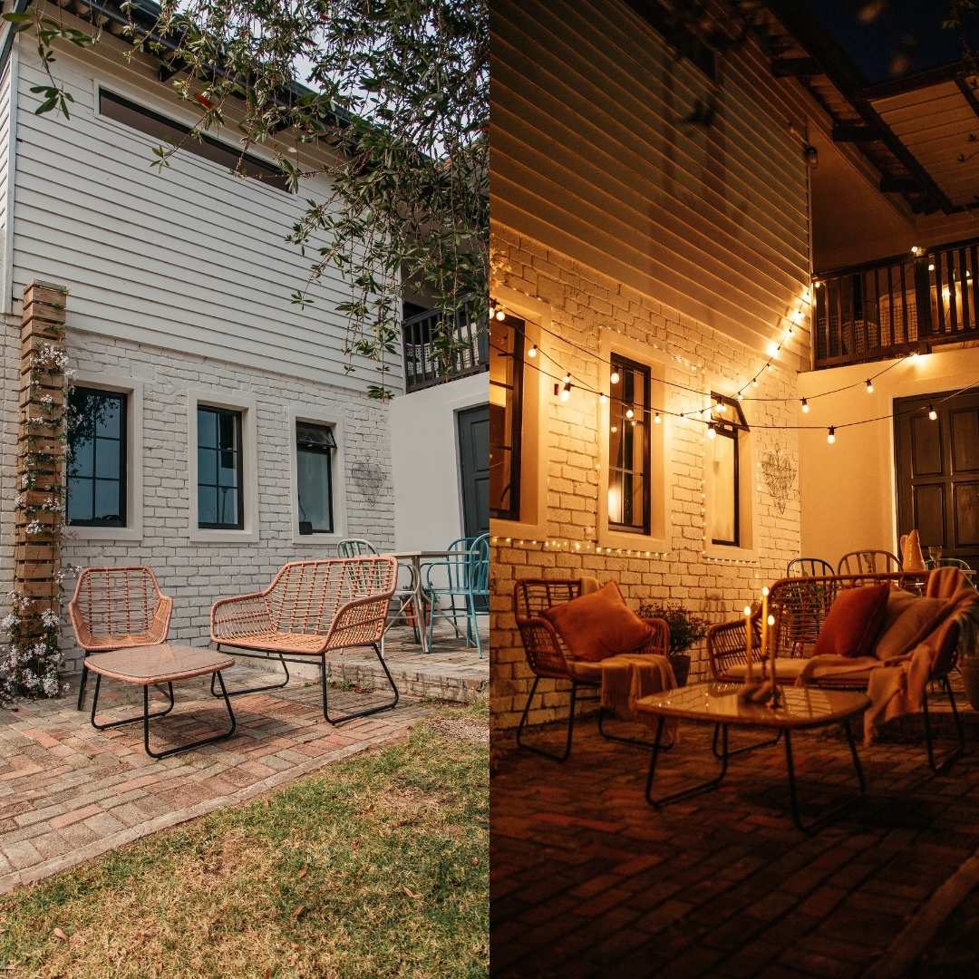 Solar Festoon String Lights with Warm White Glow Warm white solar festoon string lights creating a cosy outdoor glow.