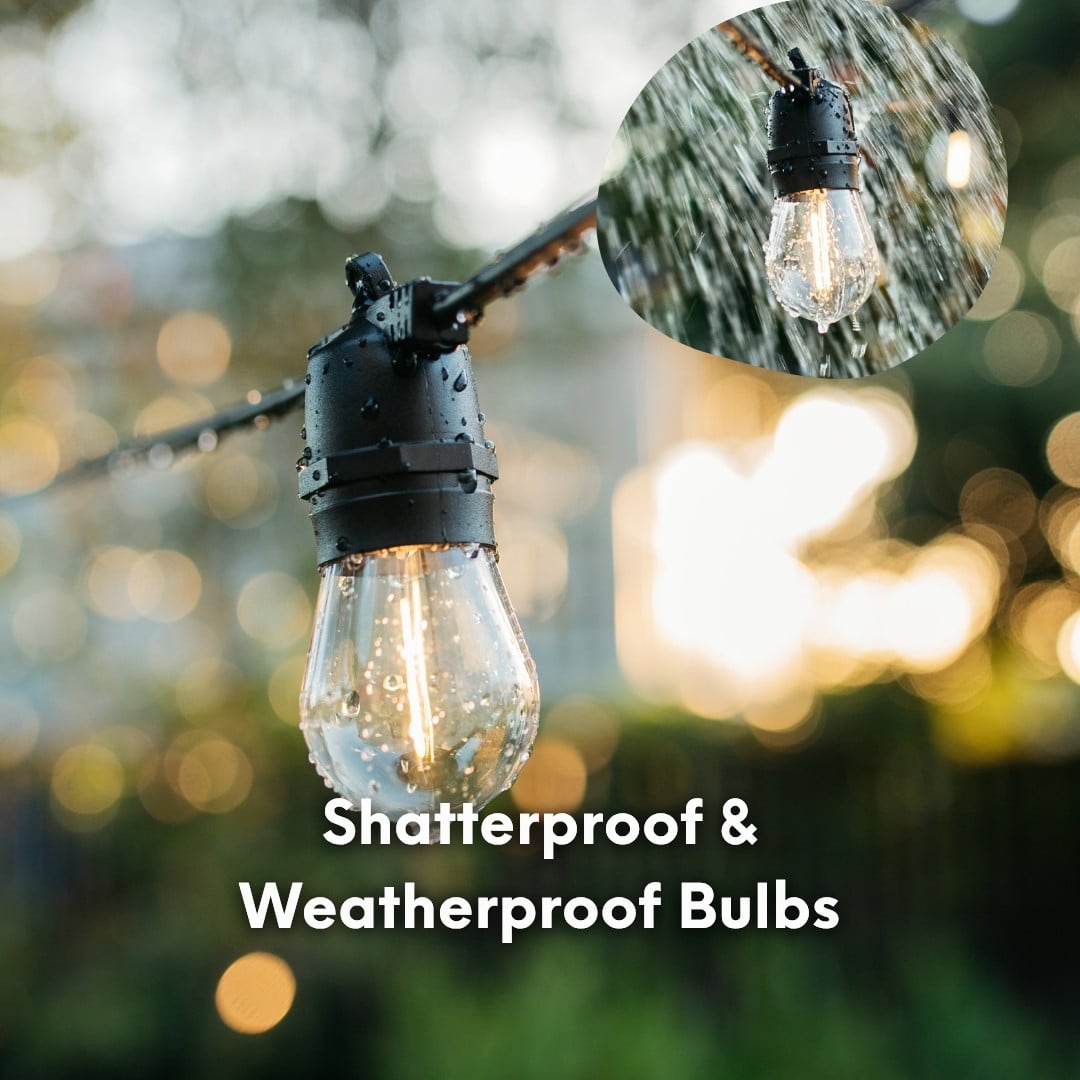 10m solar LED festoon string lights with vintage bulbs and ETFE Solar Panel