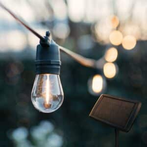 10m solar LED festoon string lights with vintage bulbs and ETFE Solar Panel
