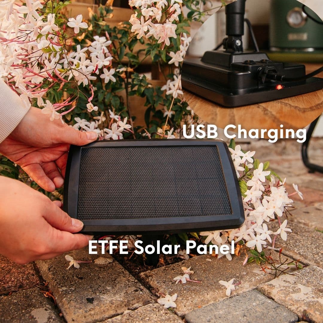 10m solar LED festoon string lights with vintage bulbs and ETFE Solar Panel