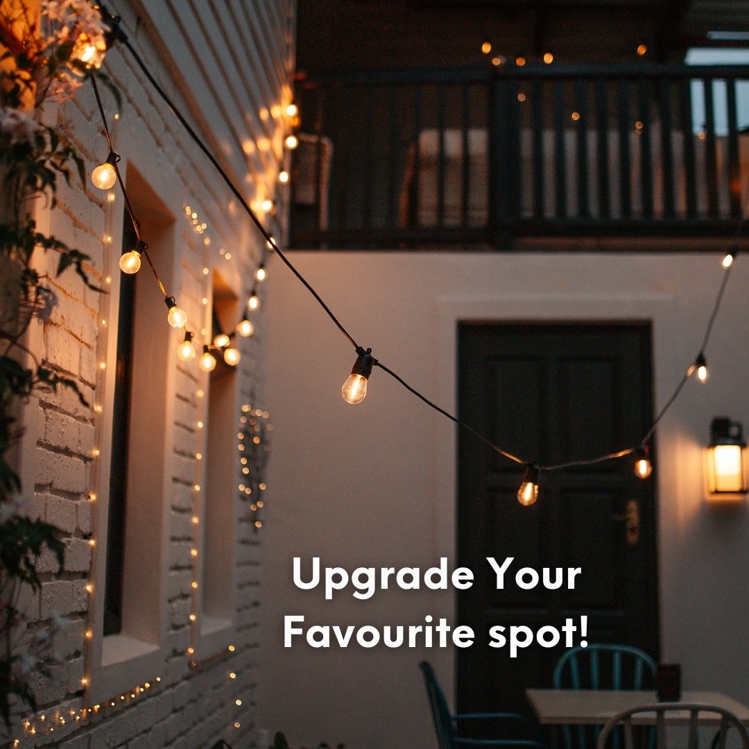 Solar Festoon String Lights with Warm White Glow Warm white solar festoon string lights creating a cosy outdoor glow.