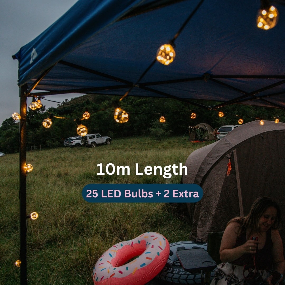 Solar 25 Wire LED Classic Retro Bulb String Lights - 10m Wind, Sun, and Water Proof Stellar Lighting Solar 25 Wire LED Classic Retro Bulb String Lights - 10m Wind, Sun, and Water Proof