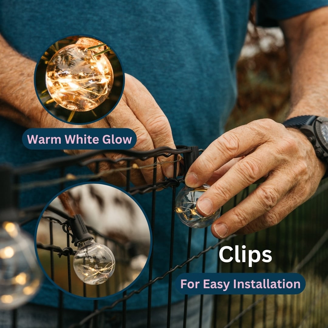 Solar 25 Wire LED Classic Retro Bulb String Lights - 10m Wind, Sun, and Water Proof Stellar Lighting Solar 25 Wire LED Classic Retro Bulb String Lights - 10m Wind, Sun, and Water Proof