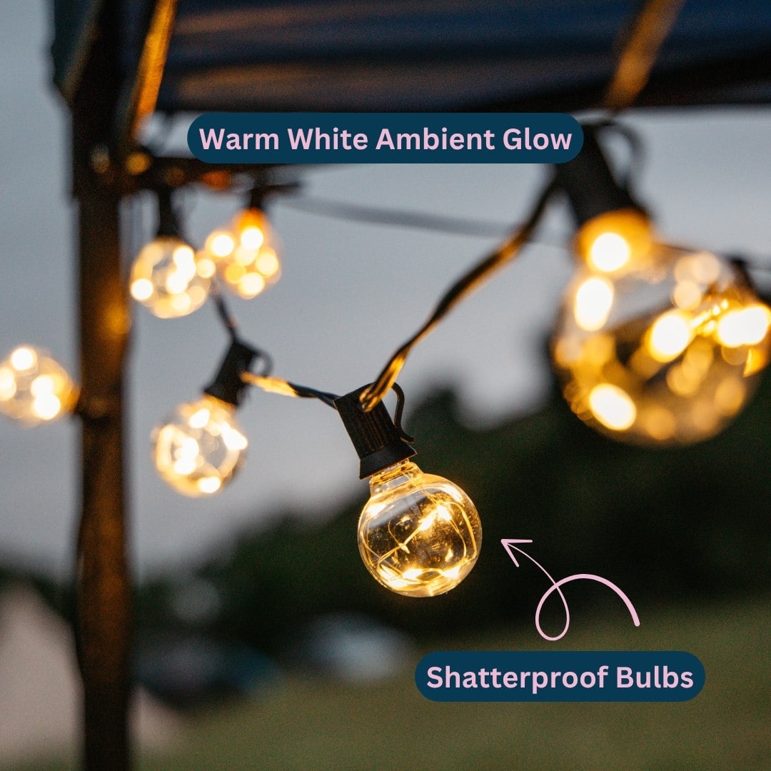 Solar 25 Wire LED Classic Retro Bulb String Lights - 10m Wind, Sun, and Water Proof Stellar Lighting Solar 25 Wire LED Classic Retro Bulb String Lights - 10m Wind, Sun, and Water Proof