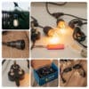 Stellar Lighting Drop String Lights with warm white S14 bulbs on a black cable, 10 metres in length