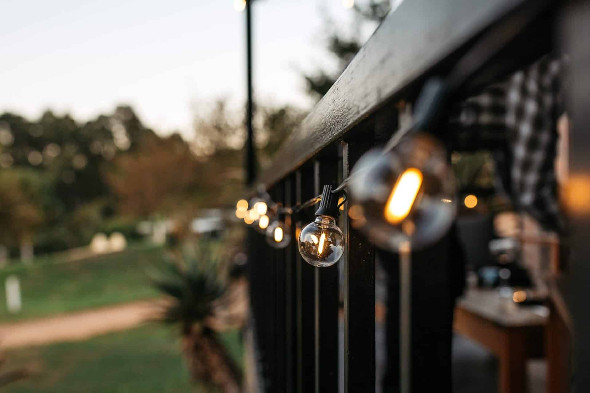 10m solar-powered warm white string lights with 25 LED bulbs for outdoor use in South Africa, perfect for gardens, patios, and load shedding lighting.