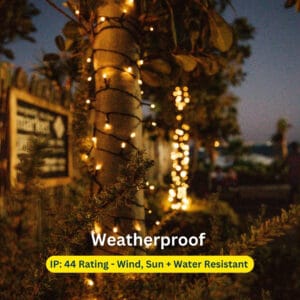 Warm white solar fairy lights with 200 LEDs