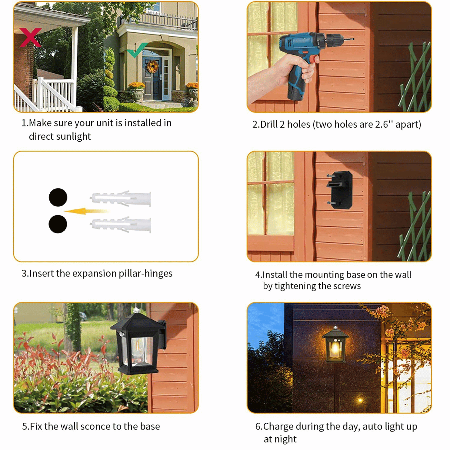 Stellar Lighting's Solar Rechargeable LED Wall Lantern Light