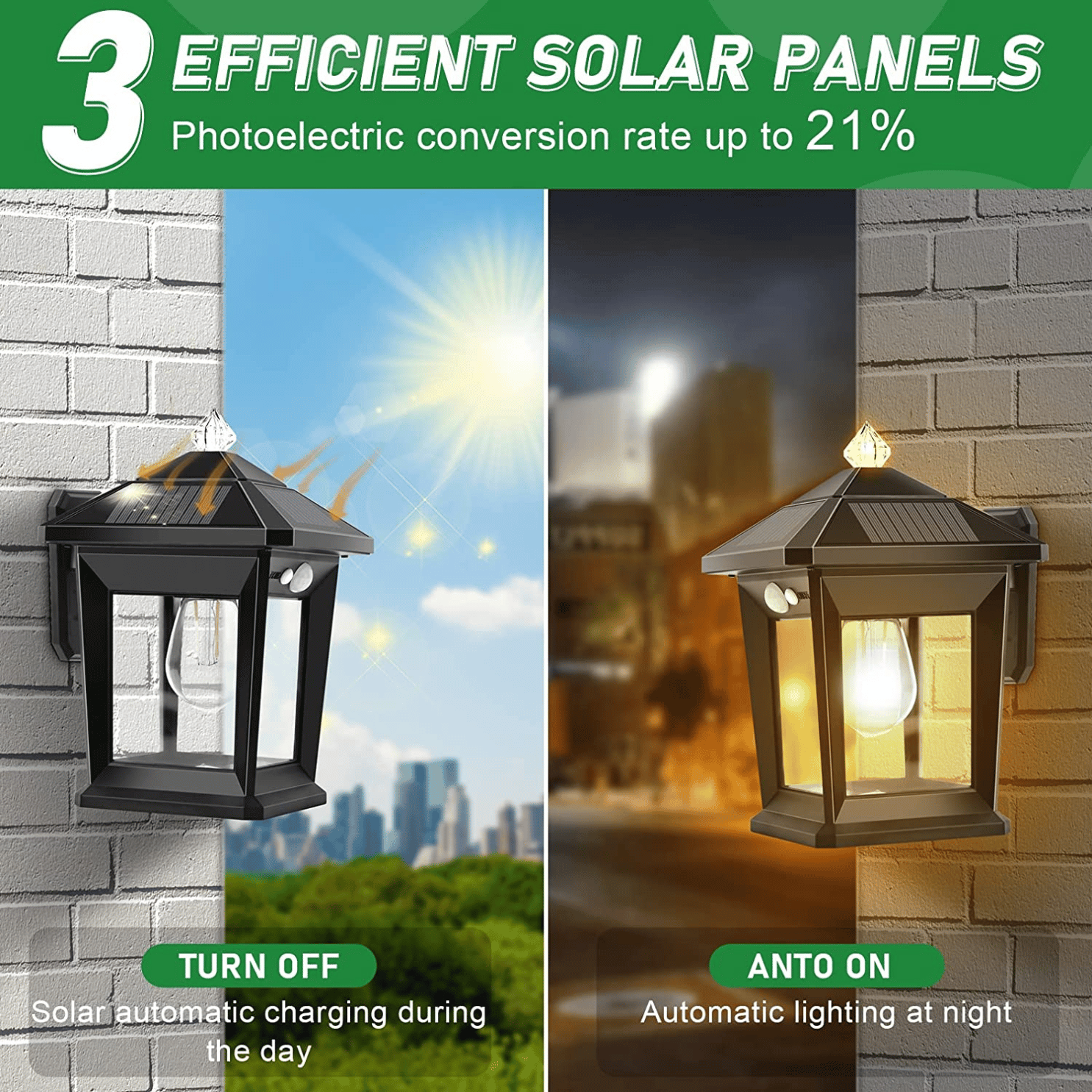 Stellar Lighting's Solar Rechargeable LED Wall Lantern Light