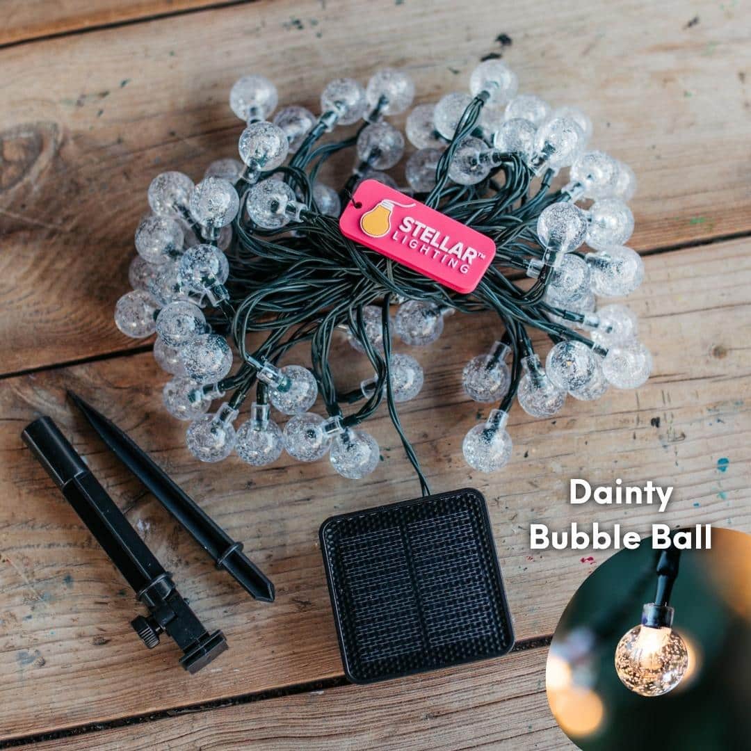 Dainty Solar Bubble Ball Fairy Lights Close Up