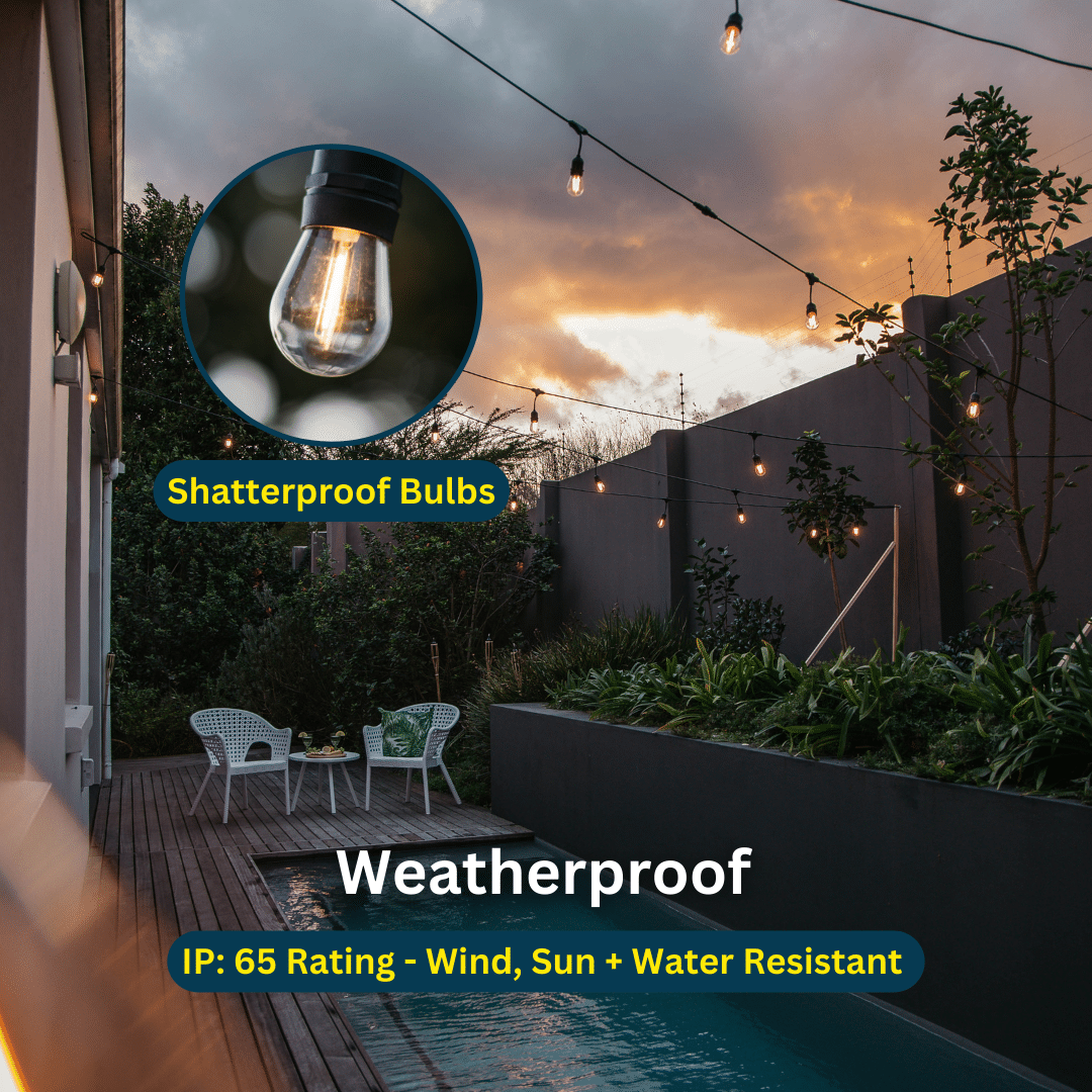 15m Solar 15 LED Festoon Heavy Duty Vintage Bulb String Lights 15m solar LED festoon heavy-duty vintage bulb string lights.