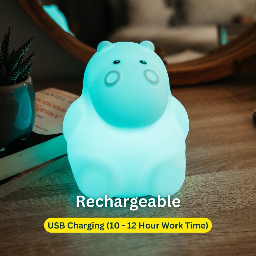 Rechargeable LED Kids HIPPO Night Light by Stellar Lighting