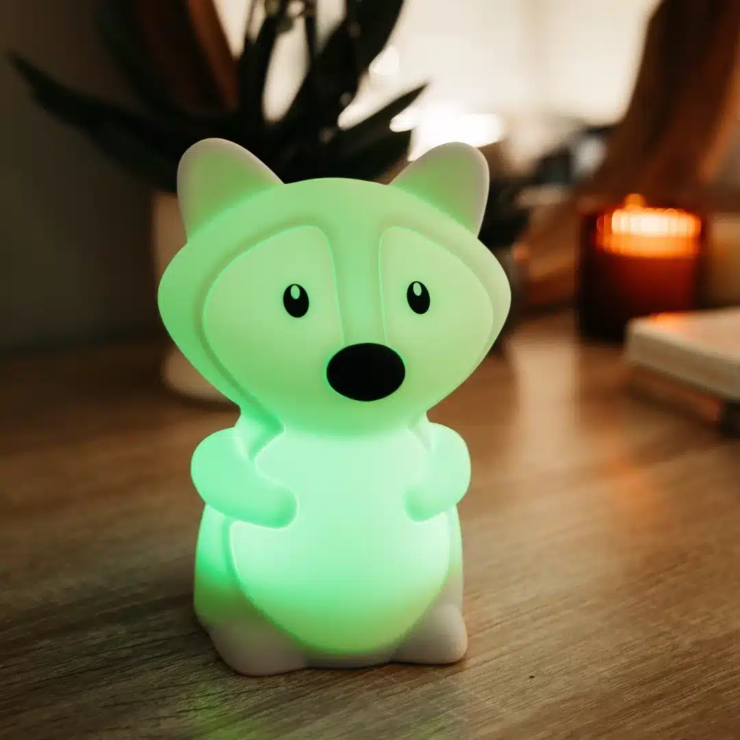 Cute fox-shaped night light emitting a gentle glow
