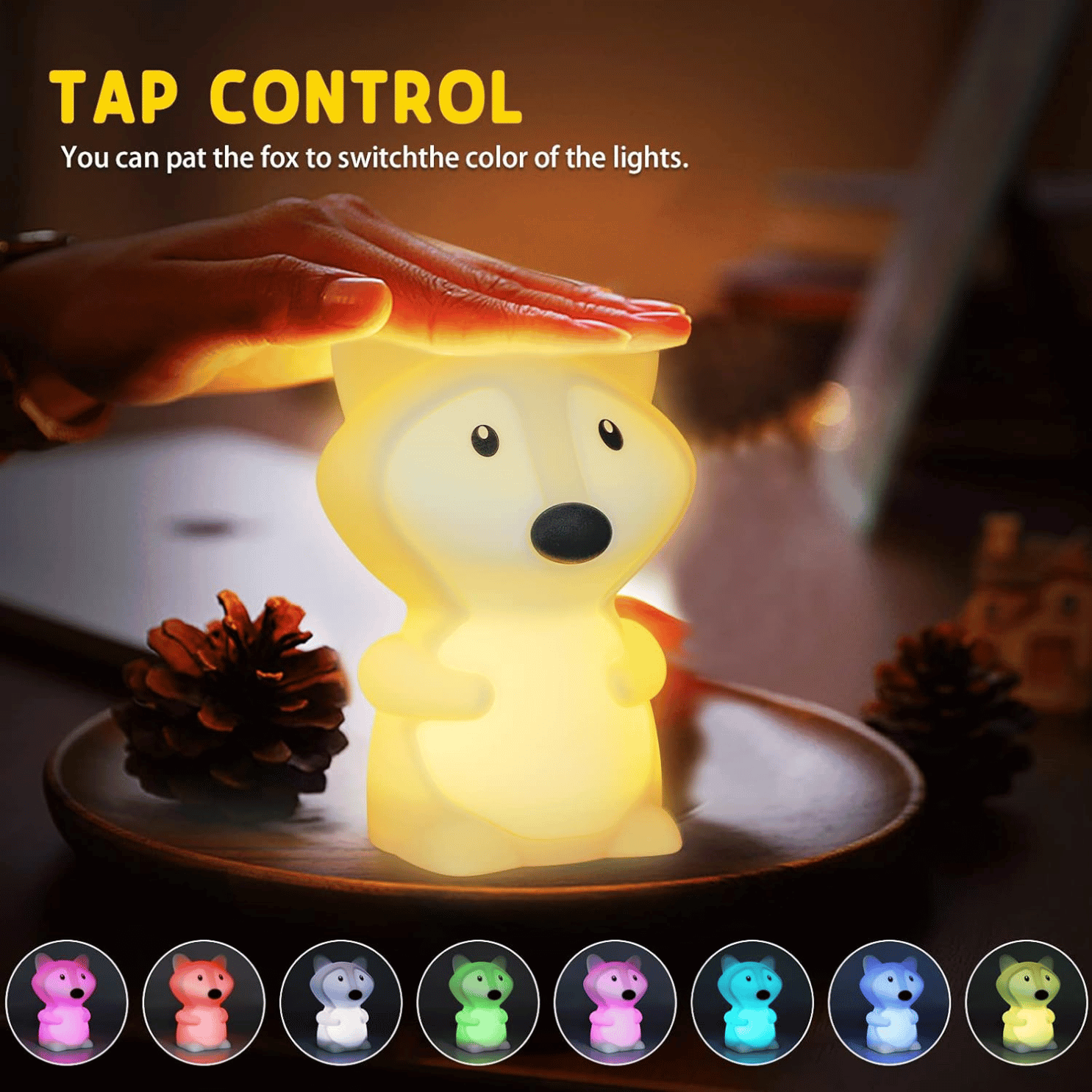 Cute fox-shaped night light emitting a gentle glow