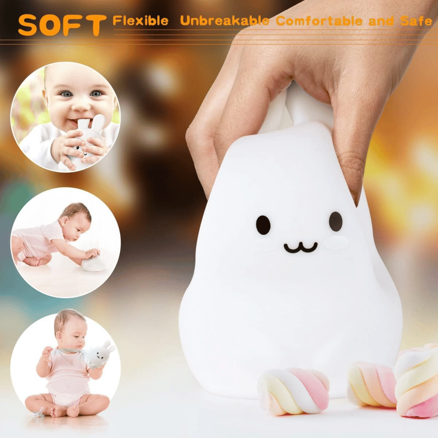 Rechargeable LED Kids BUNNY Night Light by Stellar Lighting