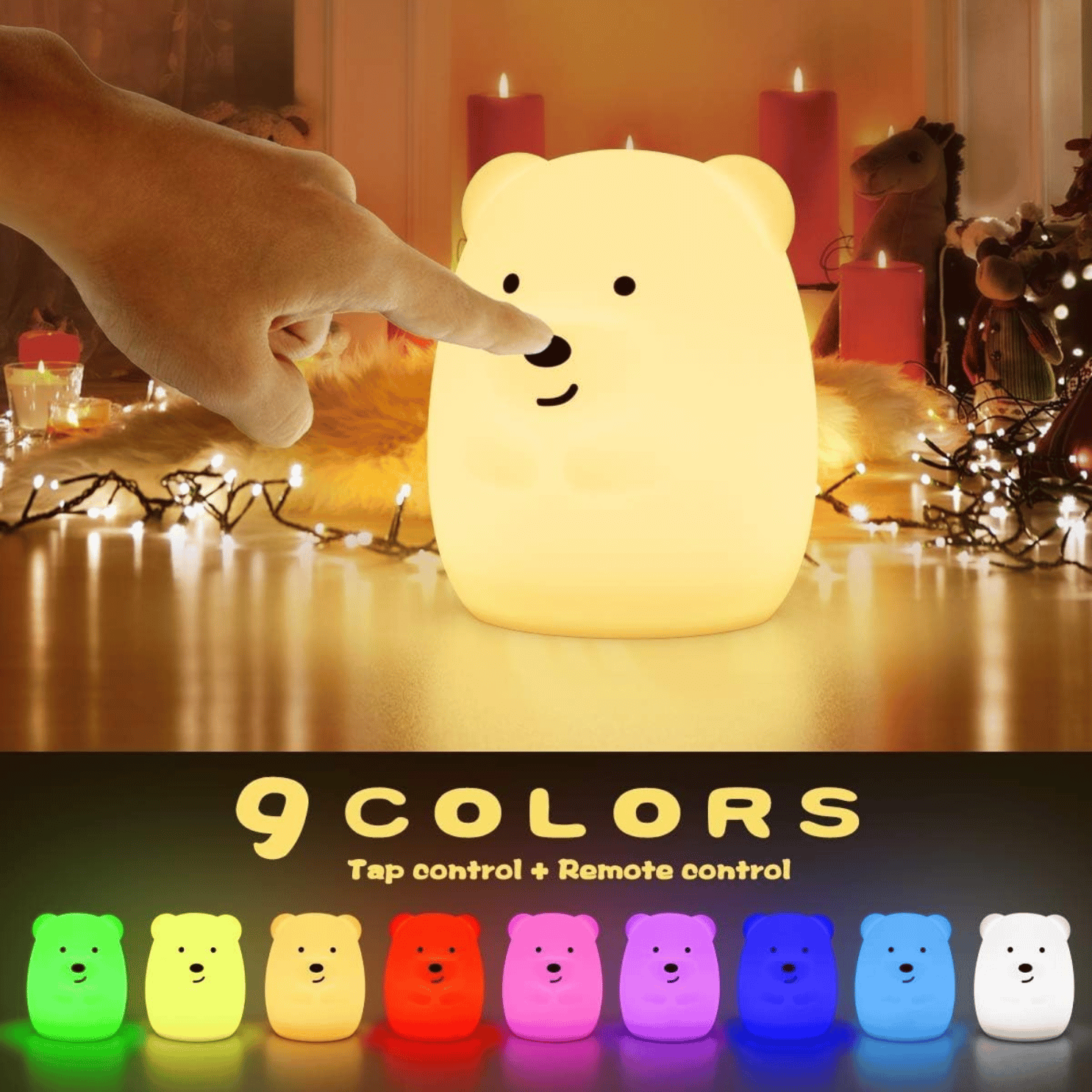 Rechargeable LED Kids BEAR Night Light by Stellar Lighting