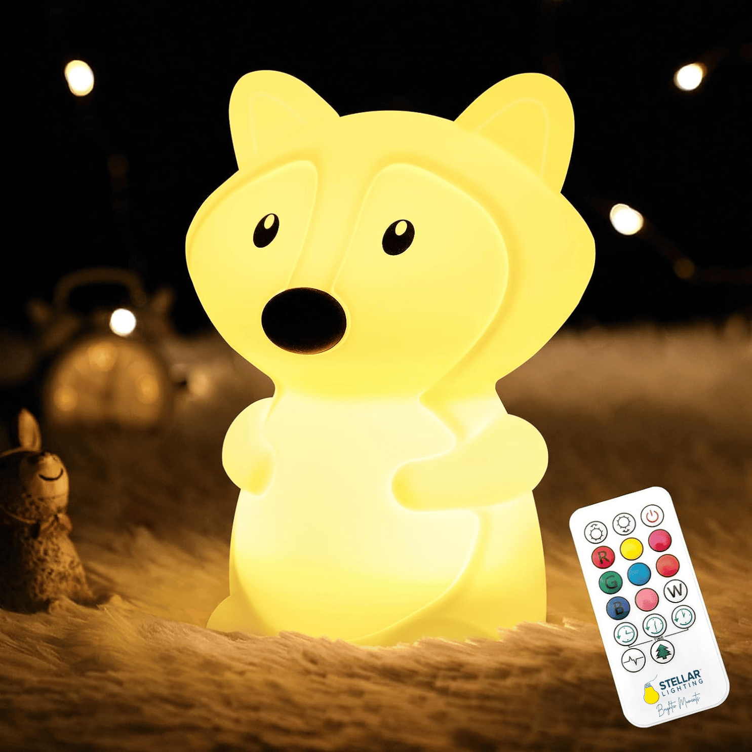 Cute fox-shaped night light emitting a gentle glow