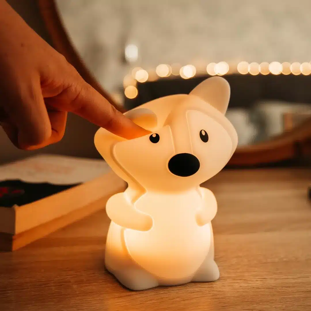 Cute fox-shaped night light emitting a gentle glow