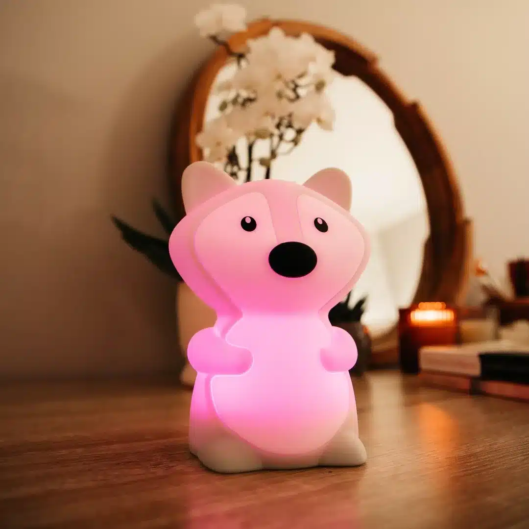 Cute fox-shaped night light emitting a gentle glow