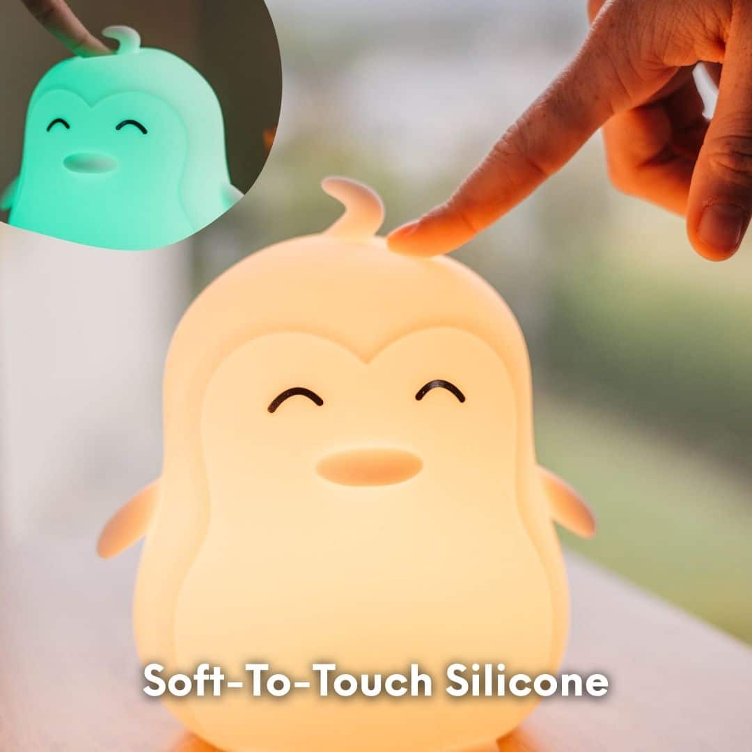 Soft silicone kids Penguin night light with warm glow