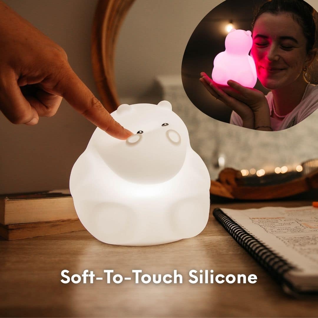 Hippo Night Light for kids – soft, colorful, rechargeable bedtime companion