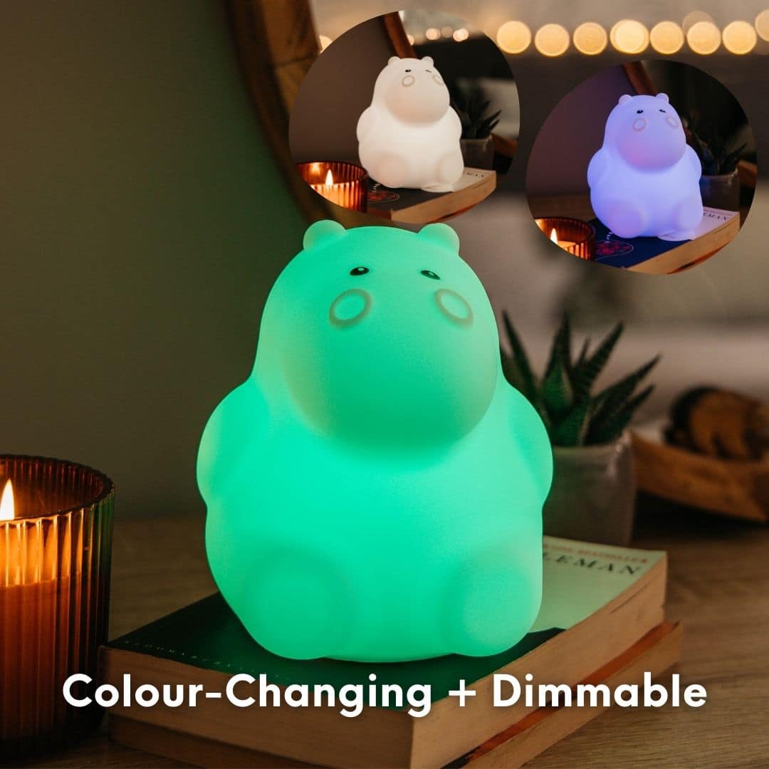 Hippo Night Light with multiple colour modes – 8 vibrant options for kids
