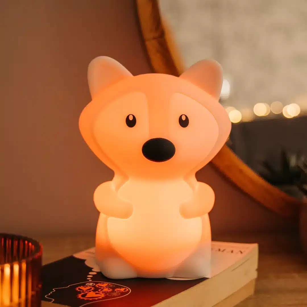 Cute fox-shaped night light emitting a gentle glow