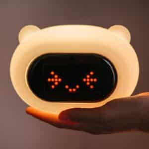 Bear shaped kids clock night light for bedroom comfort and soft bedtime lighting