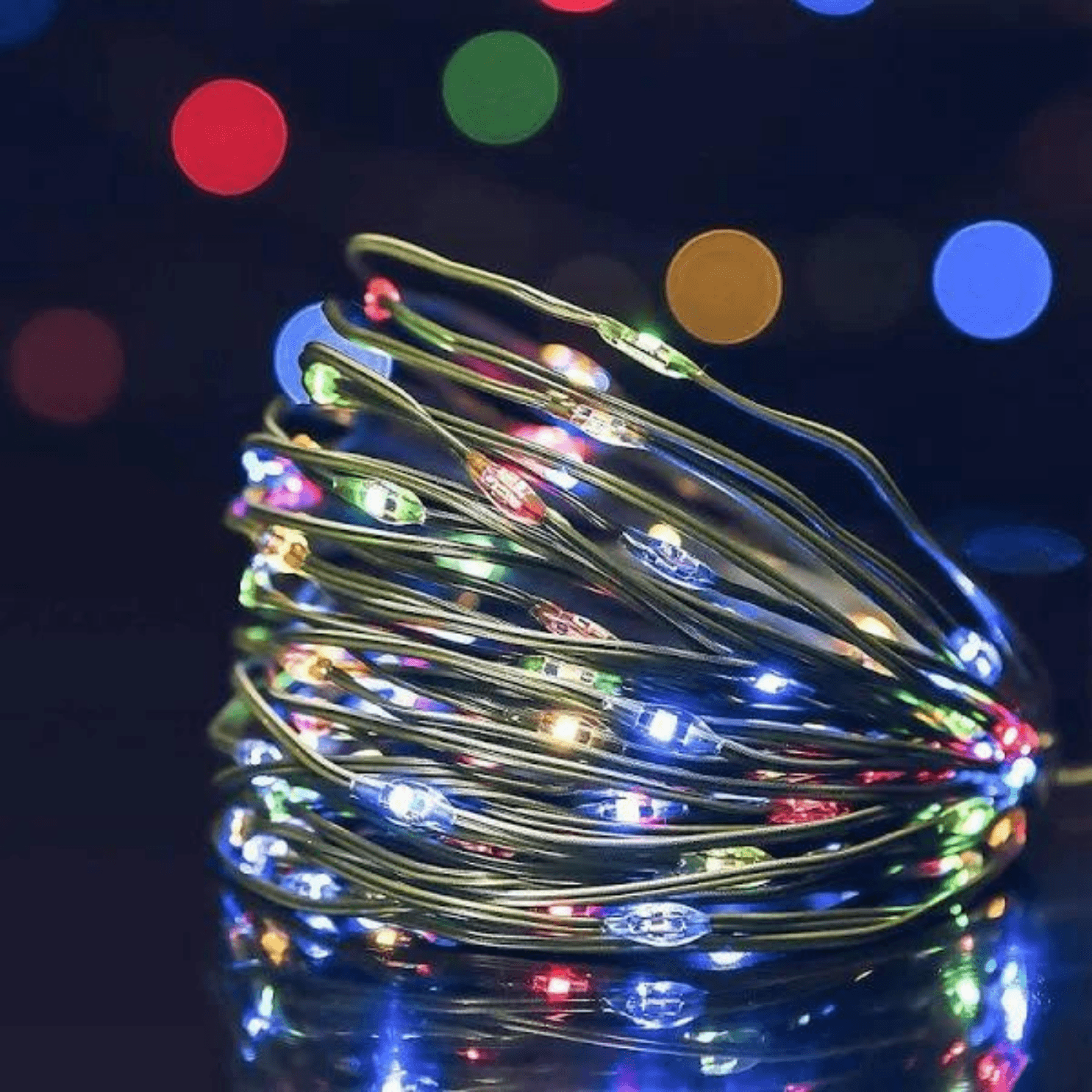 10m 200 Colourful LED Fairy Lights on Green Wire