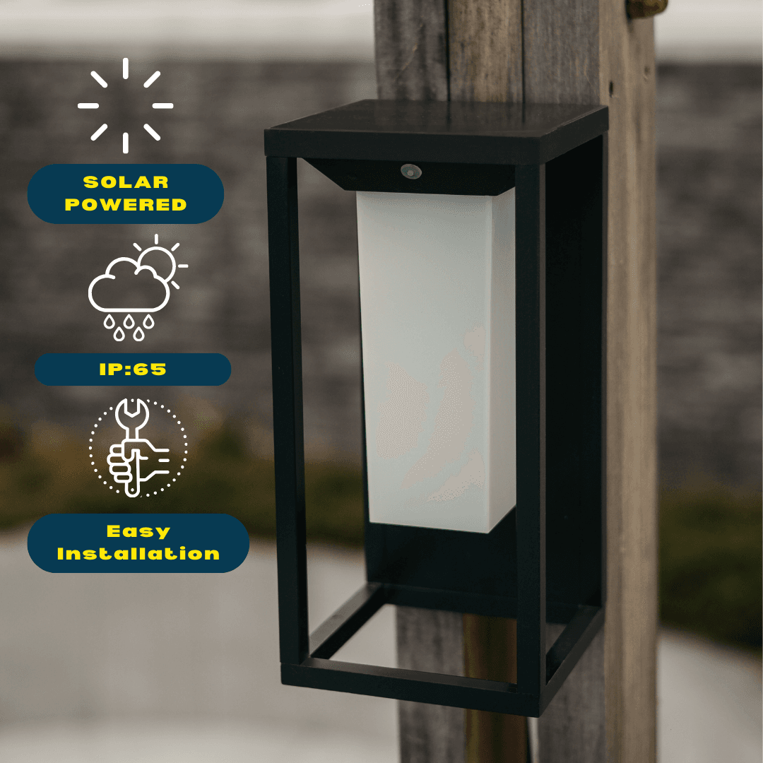 Solar Outdoor LED Wall Lantern Light with Warm White Bulb