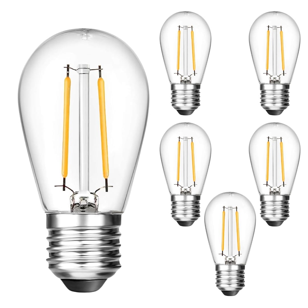 Vintage Edison S14 Warm White LED E27 2W Bulbs 6 Pack